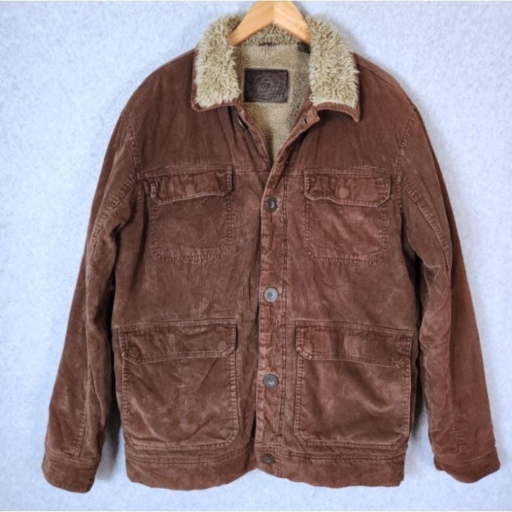 Vintage Kirra Corduroy Sherpa Fleece Lined Trucker Jacket Men's XL Brown Y2K